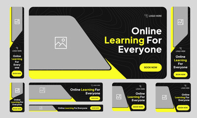 Everyday online learning web set banner design for social media post, education platform banner, fully editable vector eps 10 file format  