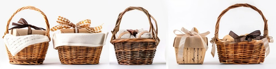 Holiday Gift Baskets. Collection of Decorative Gift Baskets for Happy Holiday Season