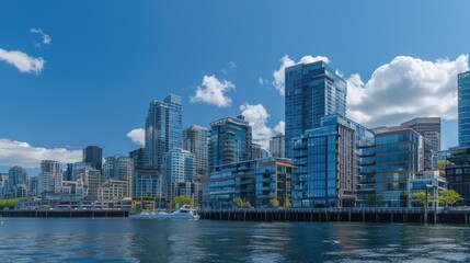 Fototapeta premium Pacific Skyline. Architecture and City Life at Downtown Seattle Waterfront