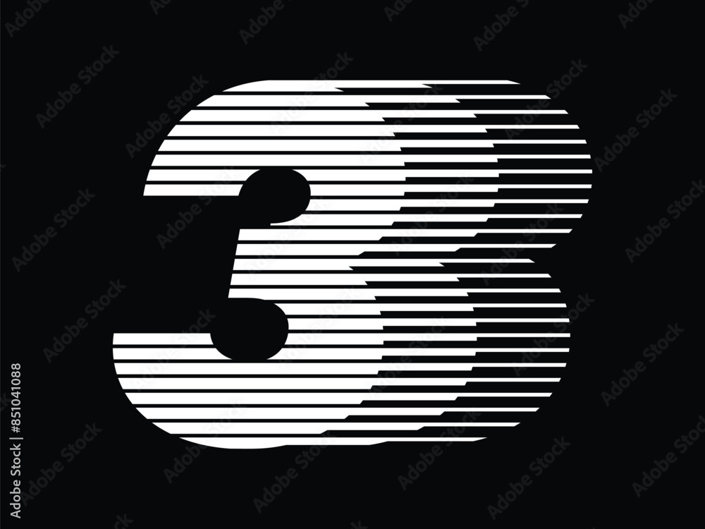 Fototapete number 3 logo with halftone line pattern