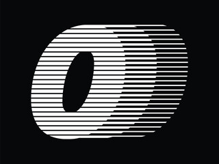 Number 0 with Abstract Line Pattern