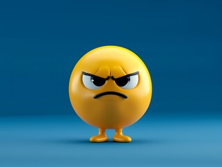 3D yellow emoji with a gloomy expression against a midnight blue backdrop.