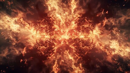 Fototapeta premium Fiery red flames dynamic burst intricate details smoke wisps