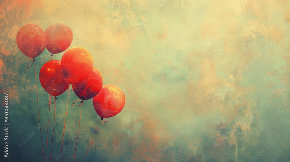 Canvas Prints red balloons in hazy pastel background surreal
