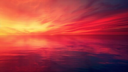 Vibrant crimson blend abstract sunset over ocean