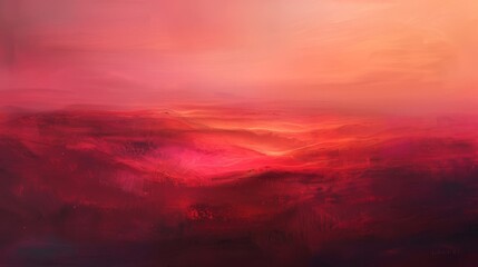 Obraz premium Soft gradient crimson landscape dreamy coral hues