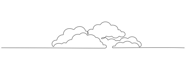 Continuous one line editable design of clouds in the sky. Concept of overcast cloudy weather or storage . Single line vector illustration