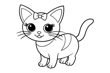 cute kitten line art vector illustration