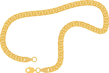 Gold chain necklace jewelry design. Golden link accessory fashion isolated white background. Luxurious necklace gold shiny elegance