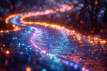 Abstract Light Trails Cascading in a Rain of Colorful Lines