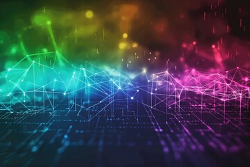 Obraz premium Digital technology rainbow glowing pride colors background
