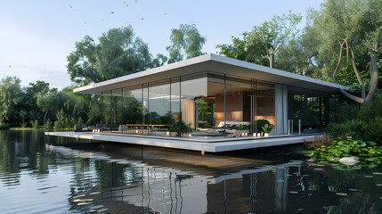 Obraz premium 浮遊するガラスハウス