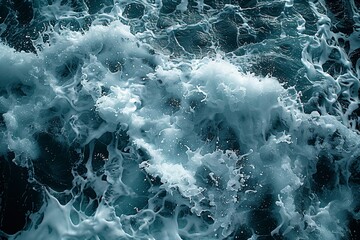 Fototapeta premium Slow Motion Water Waves and Splashes - Top View Captured