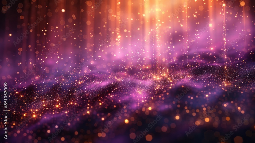 Poster abstract background showing bokeh effect with golden particles