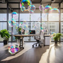 Ufficio con bolle di sapone