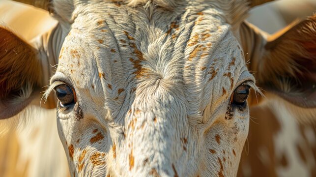 Close up image of a Nguni cow s head