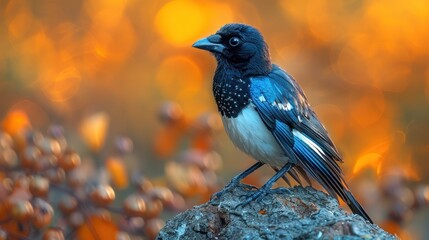 Fototapeta premium Black-headed Jay Perched on a Rock