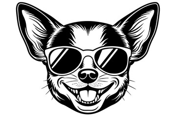 smile chihuahua head with sunglasses illustration