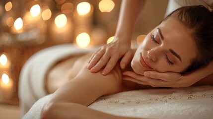Body care. Spa body massage woman hands treatment. Woman having massage in the spa salon