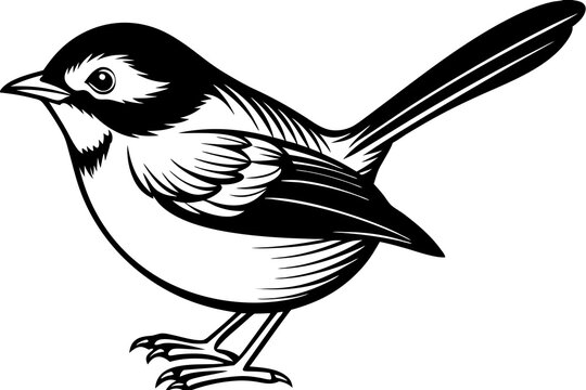 recommend clip art: outline fairy wren animal vector illustration
