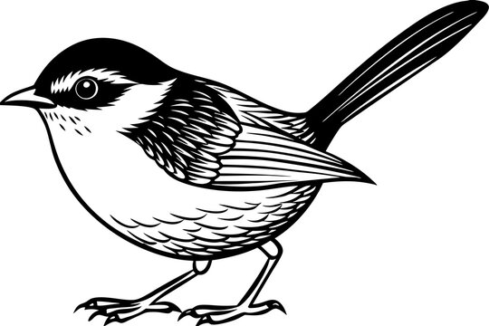 recommend clip art: outline fairy wren animal vector illustration