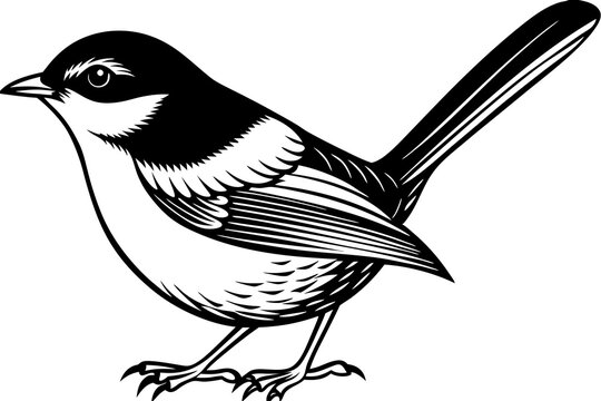 recommend clip art: outline fairy wren animal vector illustration
