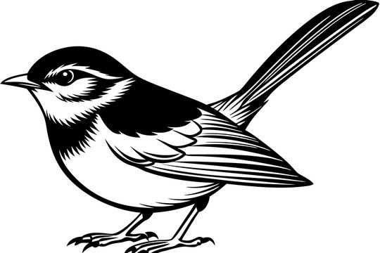 recommend clip art: outline fairy wren animal vector illustration