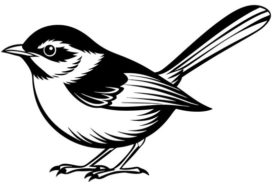 recommend clip art: outline fairy wren animal vector illustration