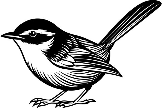 recommend clip art: outline fairy wren animal vector illustration