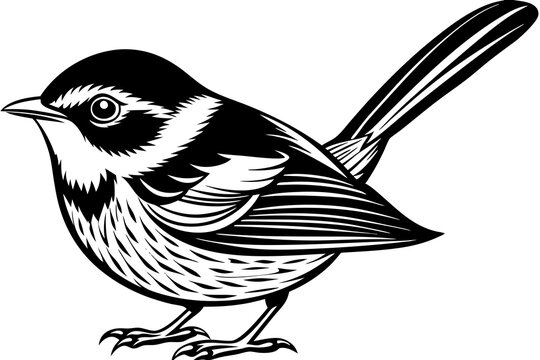 recommend clip art: outline fairy wren animal vector illustration