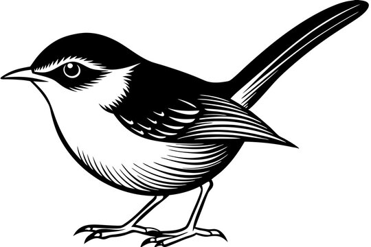 recommend clip art: outline fairy wren animal vector illustration