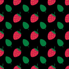 Strawberry seamless pattern. Summer berries vector background. Vector template for textile, fabric, wallpaper, wrapping paper, scrapbooking etc.