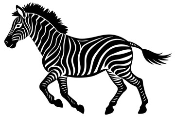 zebra in action silhouette vector illustration