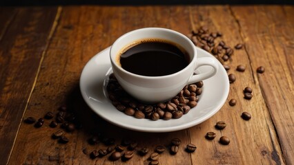 Fototapeta premium cup of coffee with beans