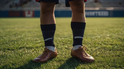 Fototapeta premium Rugby player's legs on the grass