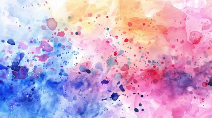 Hand Painted Watercolor Splashes and Drops on Abstract Background
