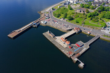 Dunoon victorian pier, derelict wooden structure and buildings