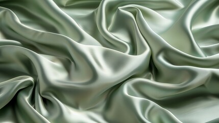Obraz premium Abstract background of sage green satin fabric. Wave abstract background