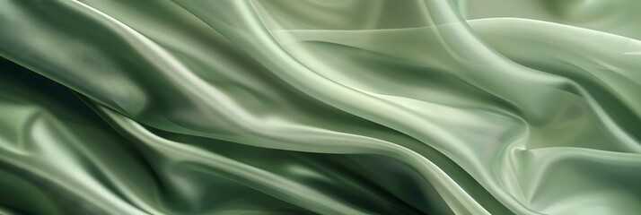 Obraz premium Abstract background of sage green satin fabric. Wave abstract background