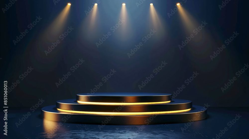 Aufkleber 3d-rendered image of a sophisticated podium under spotlights, perfect for product display