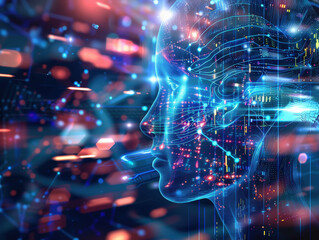 Fototapeta premium Futuristic AI Concept at Night