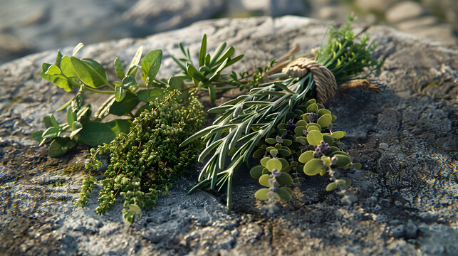 Herbes Sauvages Li&eacute;es sur Pierre