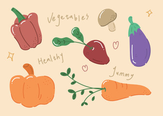 Vegetaables vector illustration in cute style