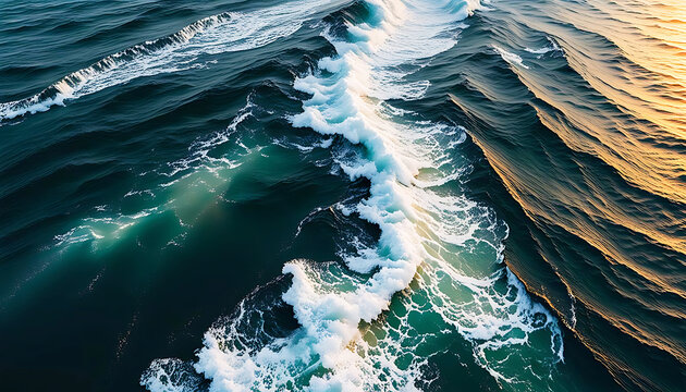 Meer Wellen Wasser Ozean mit Schaumkronen Luftaufnahme von oben Str&ouml;mung Umwelt Natur flie&szlig;end Energische Bewegung dynamisch wellig Brandung st&uuml;rmisch See Meeresstr&ouml;mung Gezeiten Tiede Golfstrom