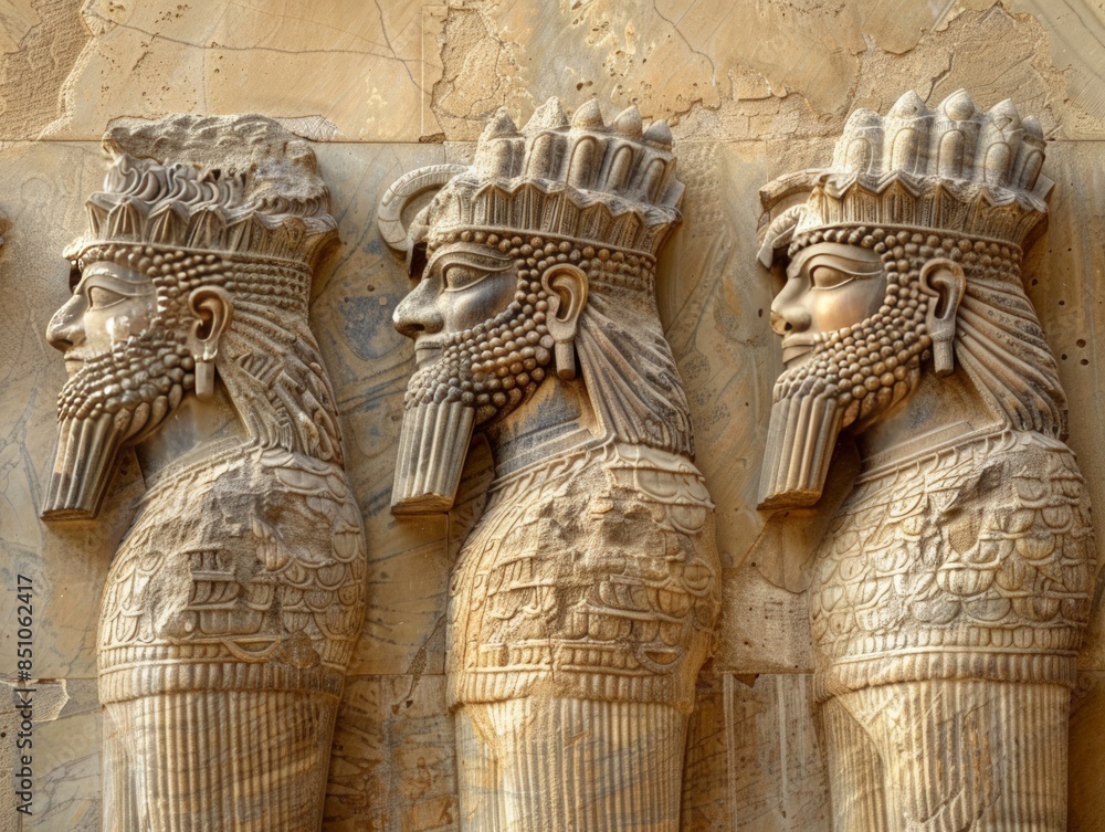 Wall mural Lamassu statues, with detailed carvings and cultural importance  - Wall murals