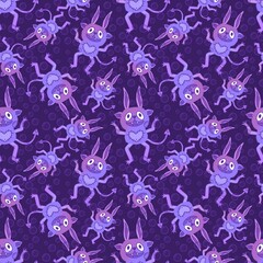 Cartoon monsters seamless pattern for wrapping paper and fabrics and linens 