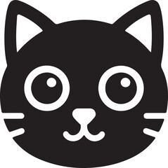 Big set of black cats in linocut style. Cute funny fluffy cats.