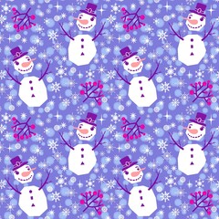 Winter seamless snowman pattern for fabrics and textiles and packaging 