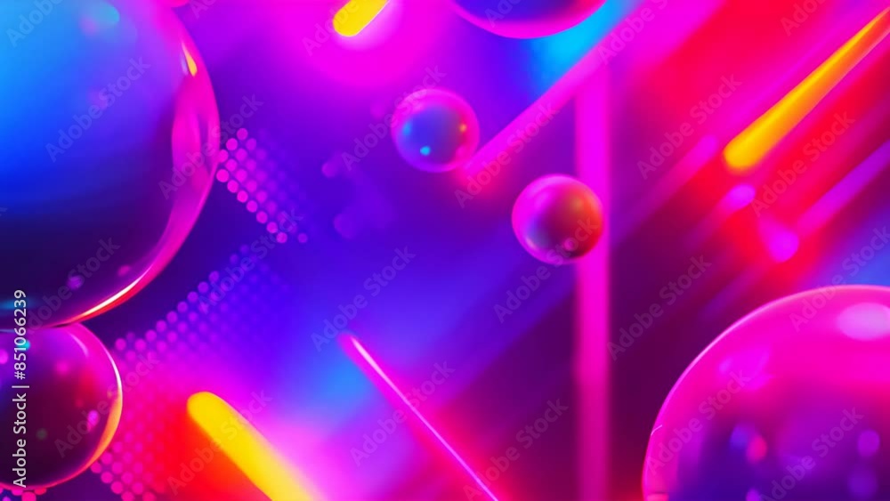 Aufkleber abstract background with neon colors and geometric shapes reminiscent of the 80s.