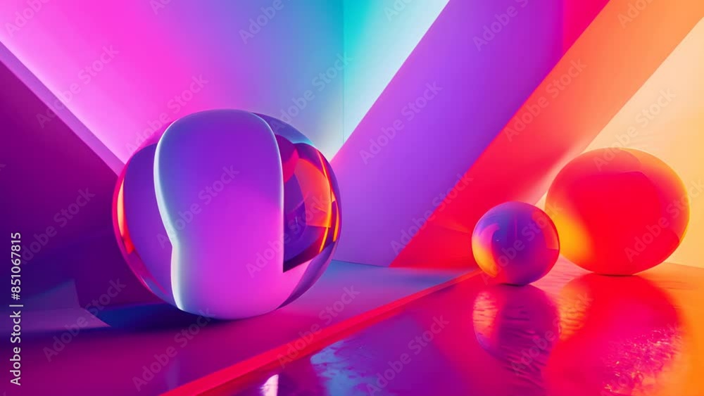 Poster abstract background with neon colors and geometric shapes reminiscent of the 80s.